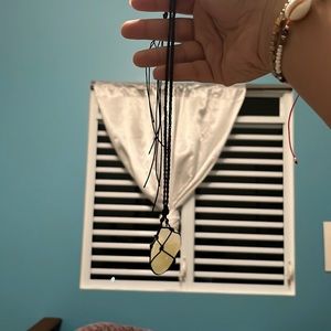 Jade stone homemade necklace w braided necklace